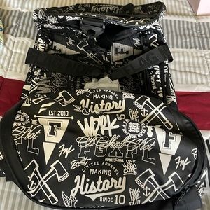 Black and white never used duffel bag